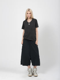 V-NECK TEE - BLACK STRIPED