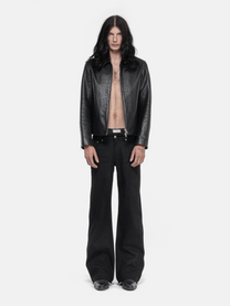 CROSS LEATHER JACKET - BLACK