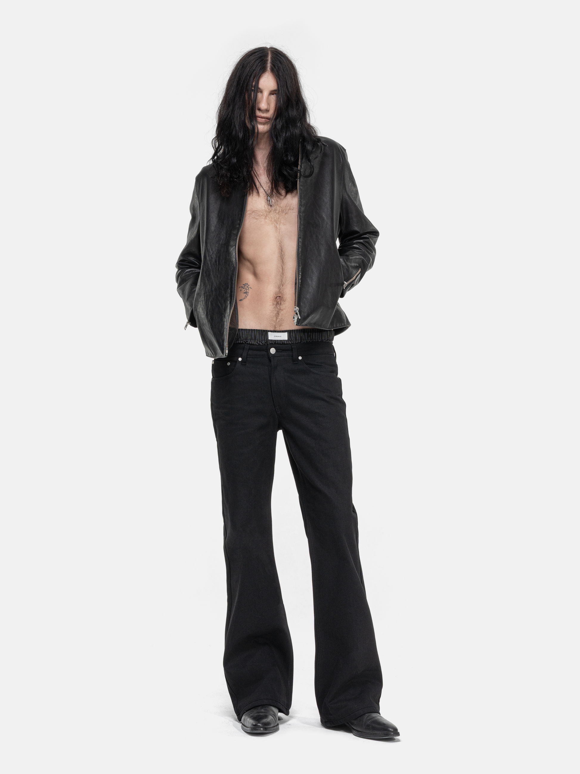 CROSS LEATHER JACKET - BLACK