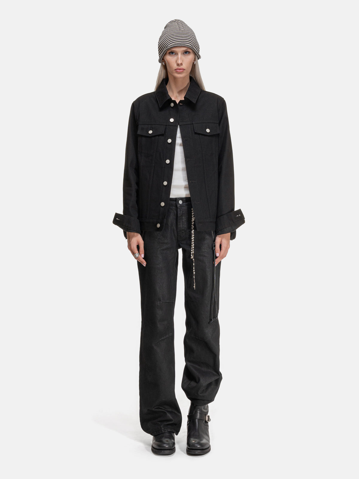 BOOTCUT JEANS - WAXED BLACK DENIM