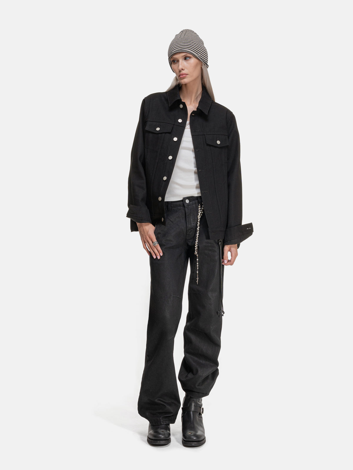 BOOTCUT JEANS - WAXED BLACK DENIM