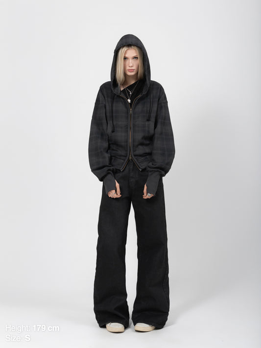 2010 ZIP HOODIE - BLACK CHECKERED