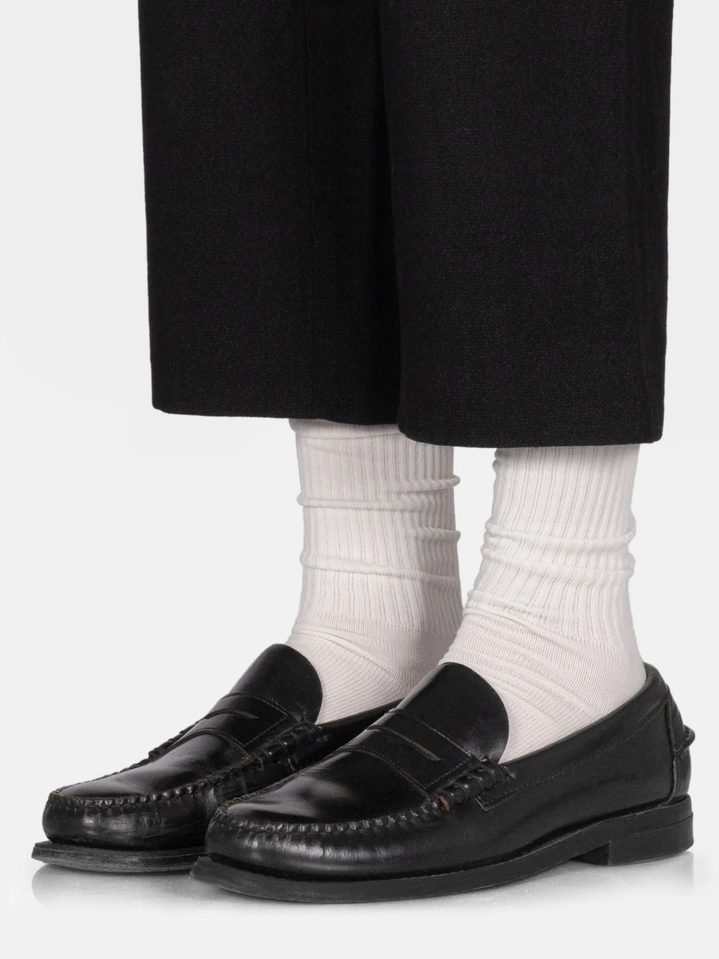 BLANC ECRU TALL RIBBED SOCKS