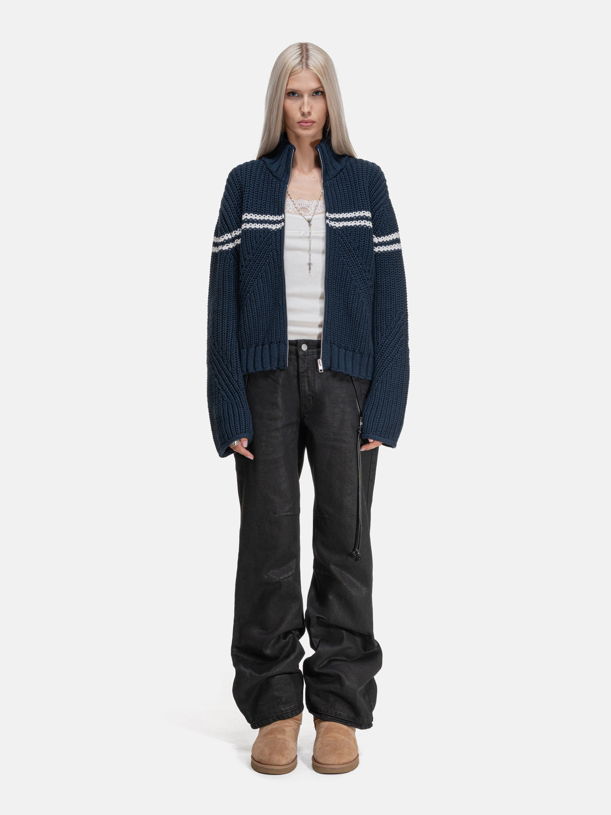 ZIP SWEATER - NAVY