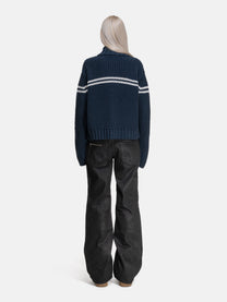 ZIP SWEATER - NAVY