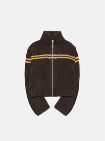 ZIP SWEATER - BROWN