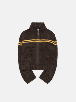 ZIP SWEATER - BROWN