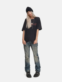 WORN SLUB LOGO TEE - BLACK