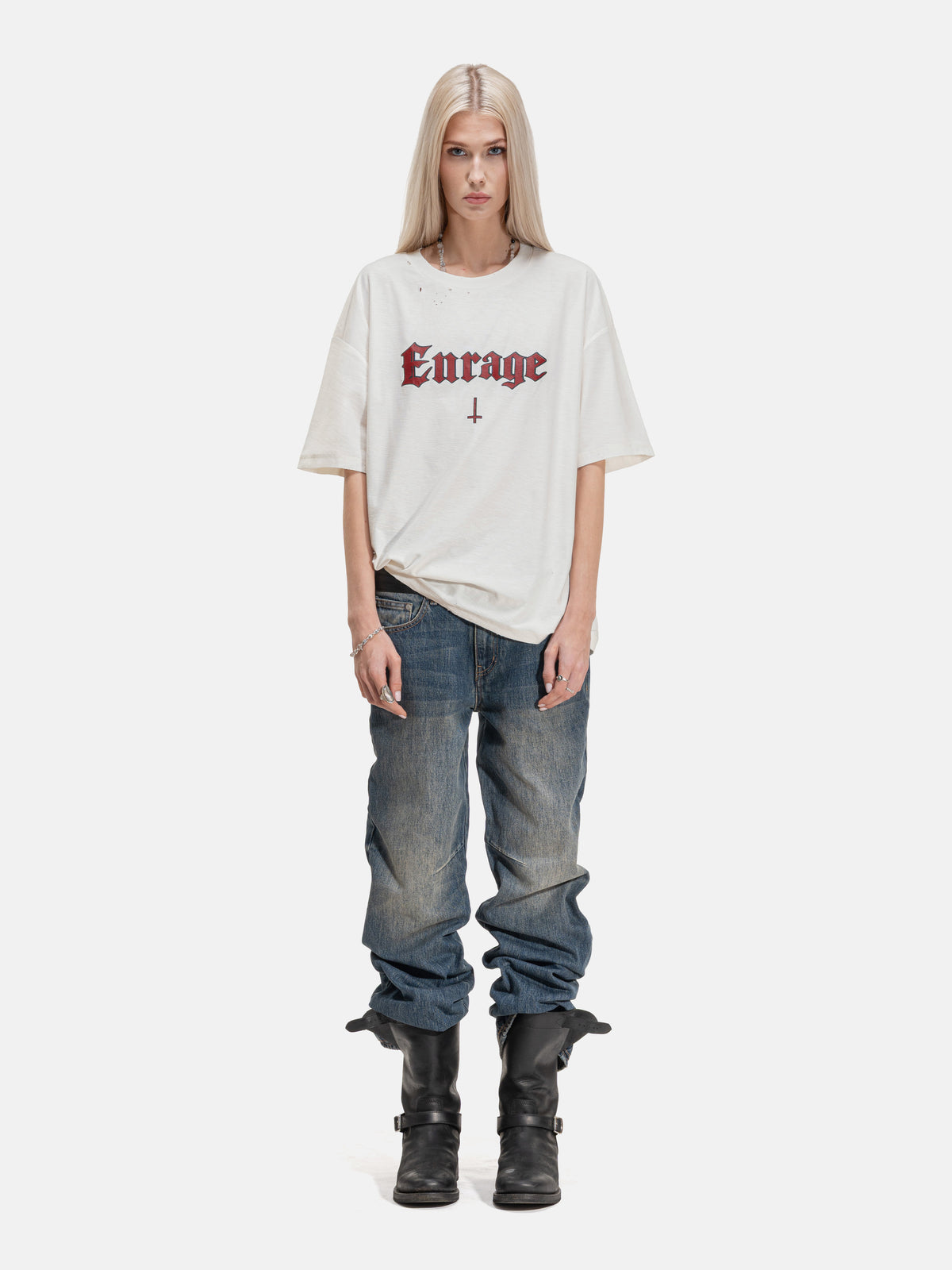 WORN SLUB LOGO TEE - WHITE
