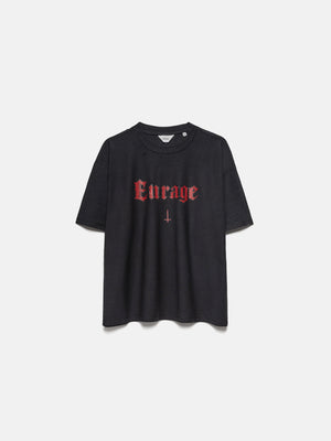 WORN SLUB LOGO TEE - BLACK