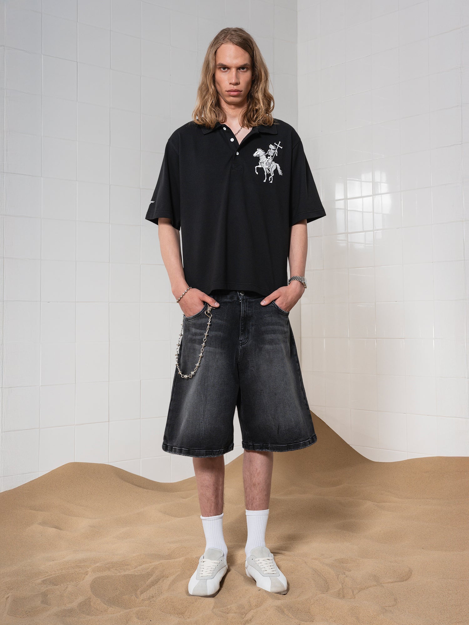 DENIM JORTS - WASHED BLACK