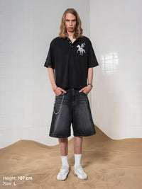 DENIM JORTS - WASHED BLACK