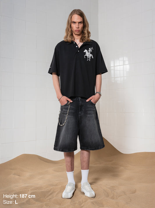 DENIM JORTS - WASHED BLACK