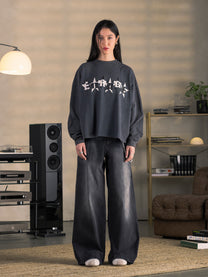 STARS LONGSLEEVE - VINTAGE SCHWARZ