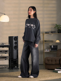 STARS LONGSLEEVE - VINTAGE SCHWARZ