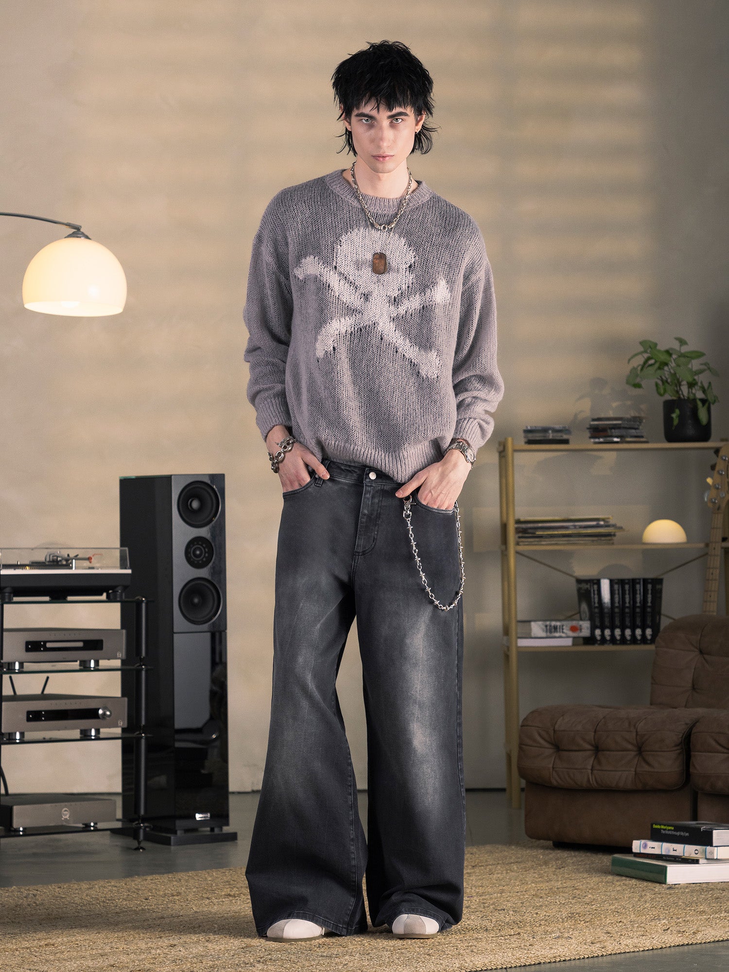 LOOSE KNIT SWEATER - GRAY