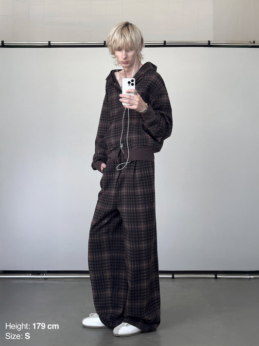 PLEATED SWEATPANTS - TARTAN