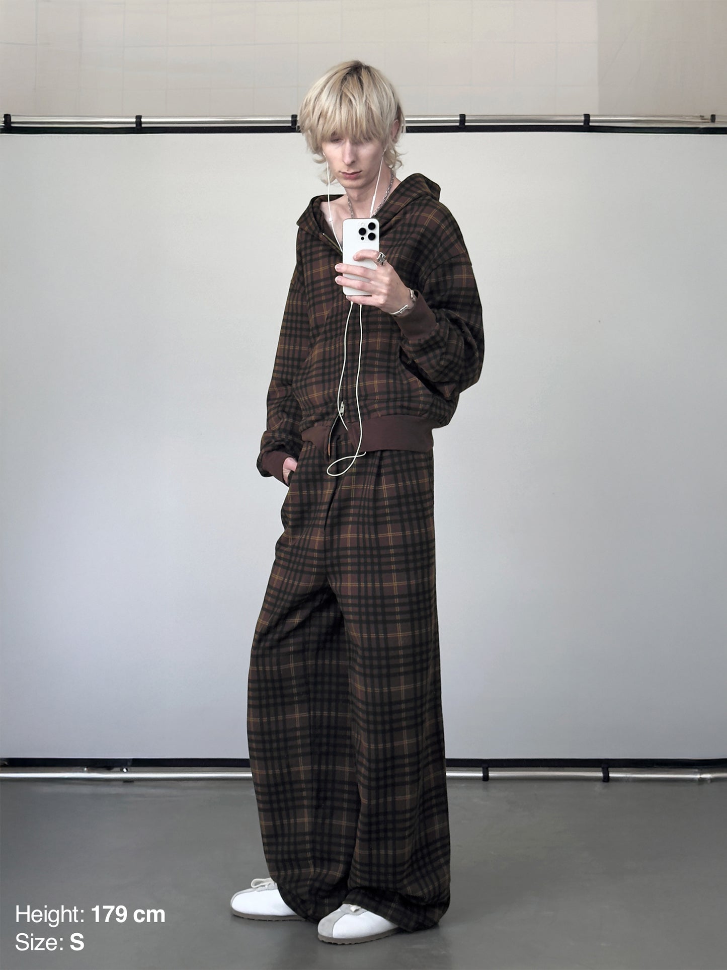 PLEATED SWEATPANTS - TARTAN
