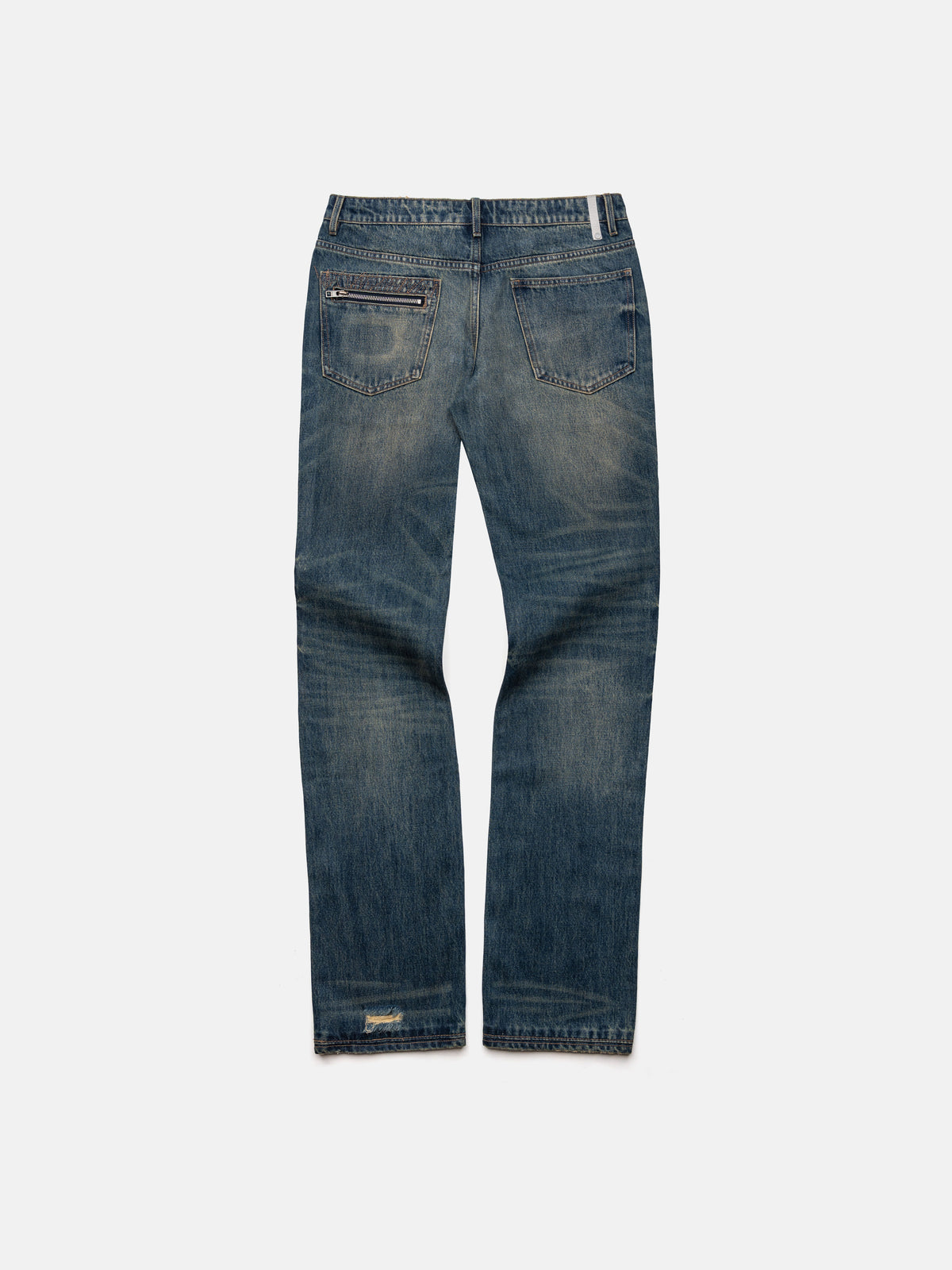 SLIM STRAIGHT JEANS - COATED WASHED BLUE DENIM