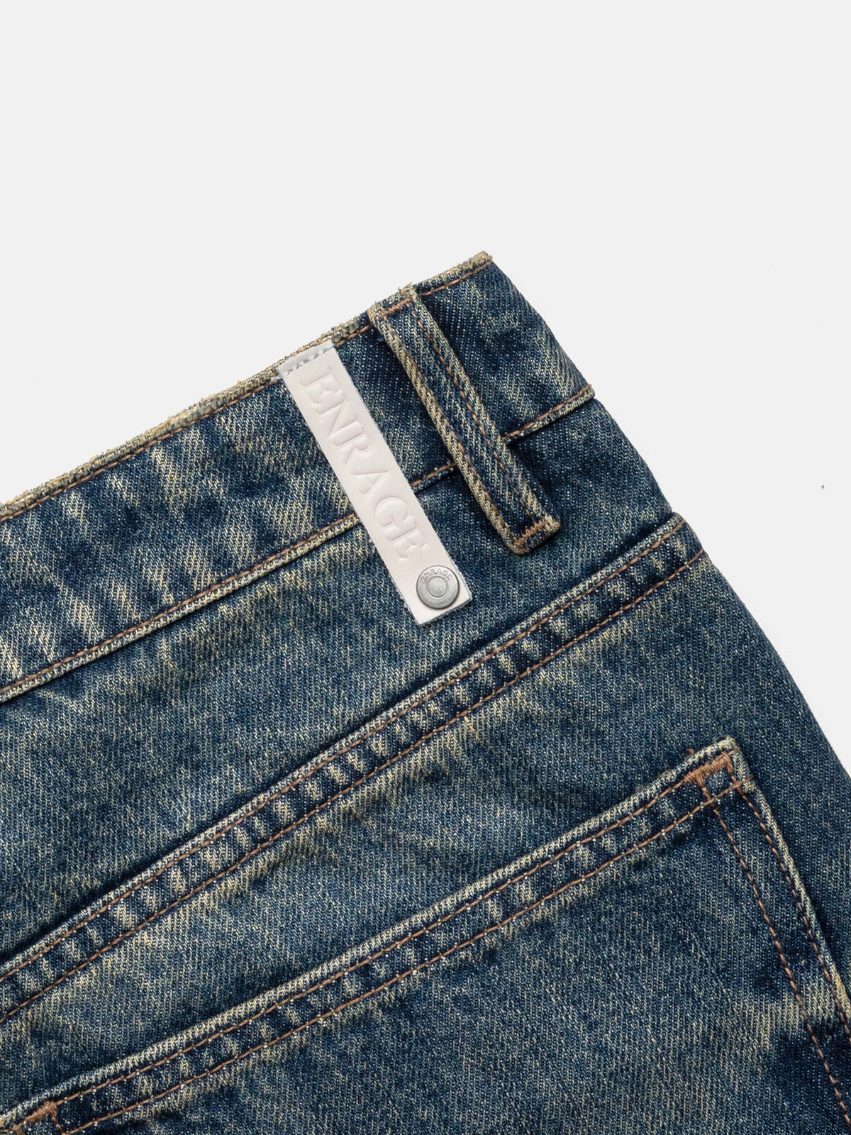 SLIM STRAIGHT JEANS - COATED WASHED BLUE DENIM