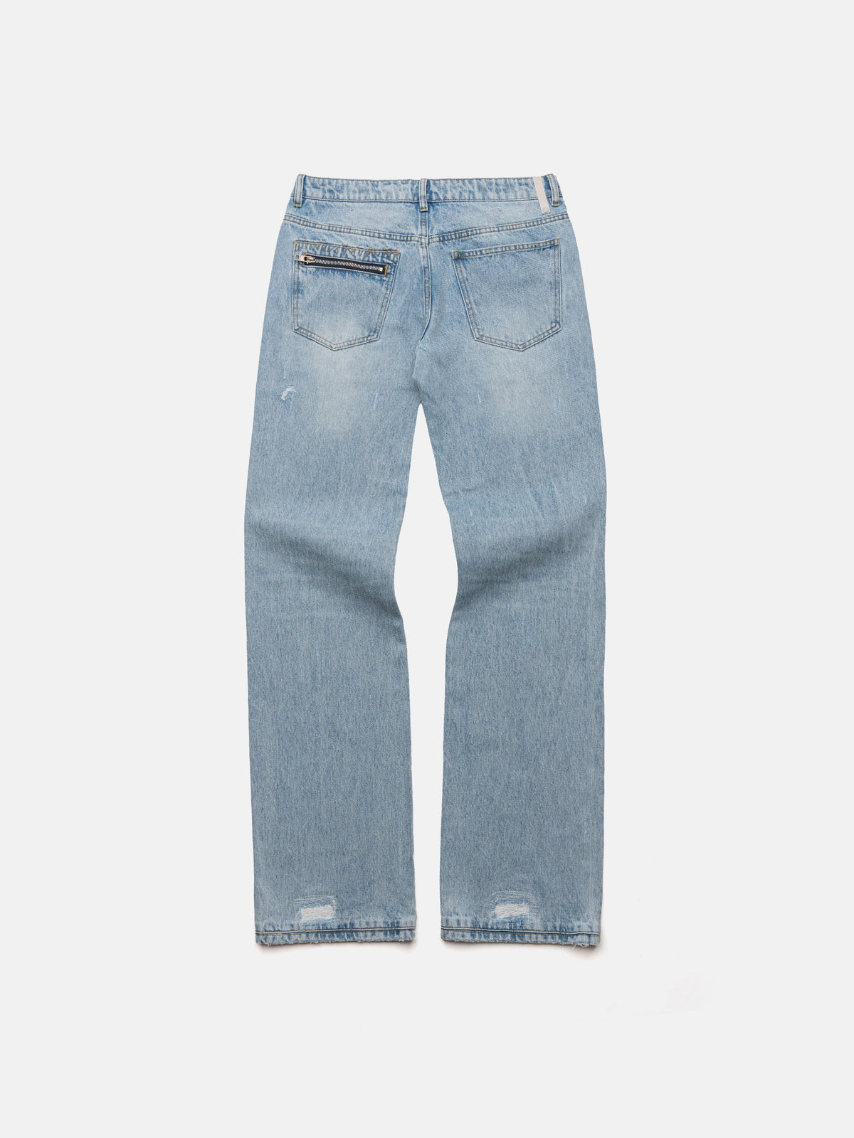 STRAIGHT JEANS - HEAVY REPAIRED BLUE DENIM