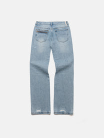 STRAIGHT JEANS - HEAVY REPAIRED BLUE DENIM