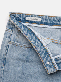 STRAIGHT JEANS - HEAVY REPAIRED BLUE DENIM