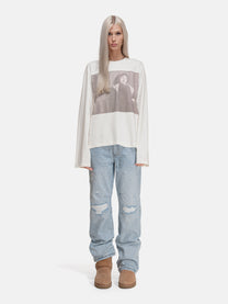 STRAIGHT JEANS - HEAVY REPAIRED BLUE DENIM