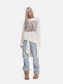 STRAIGHT JEANS - HEAVY REPAIRED BLUE DENIM