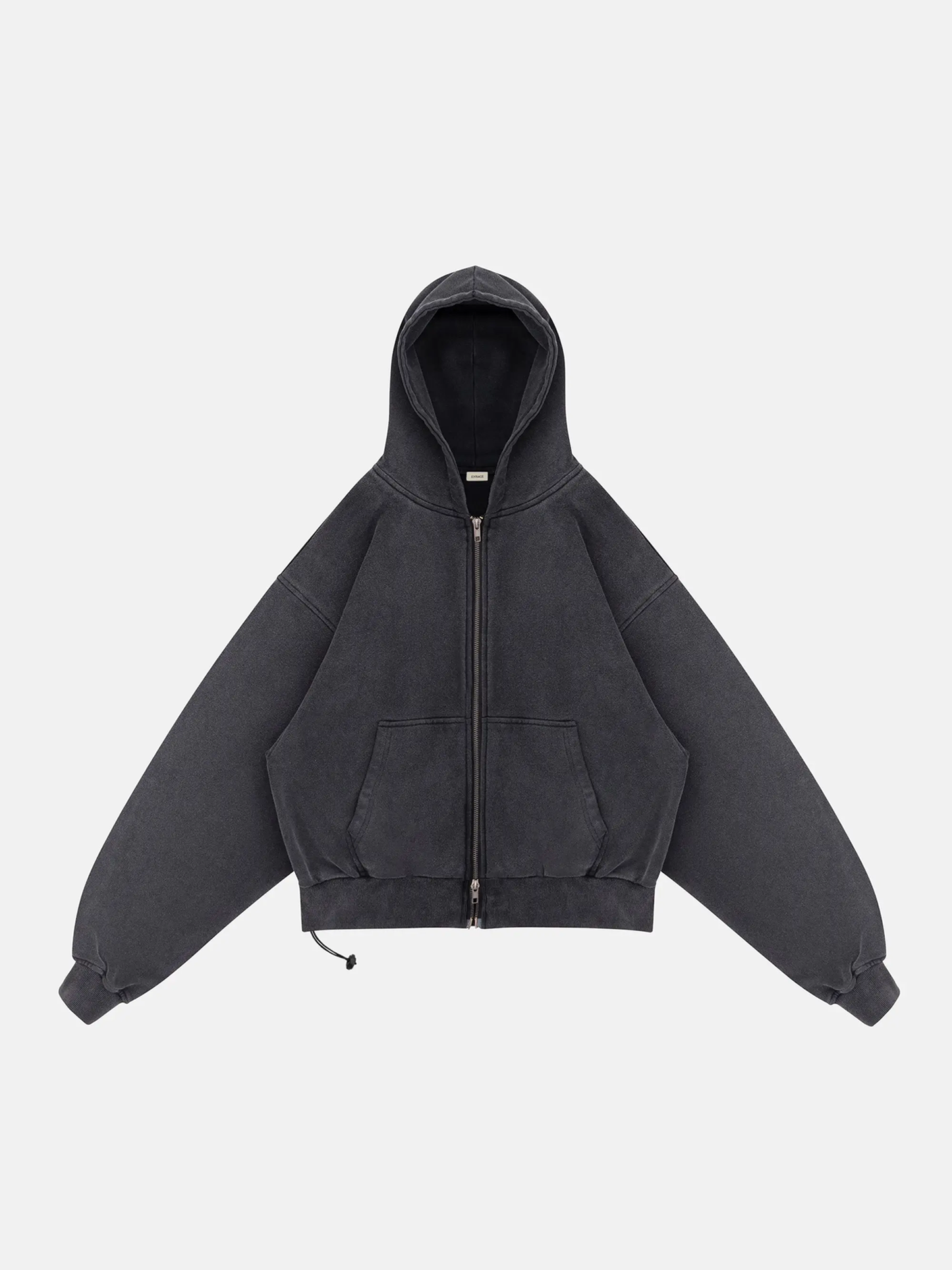 WASHED BLACK ZIP HOODIE