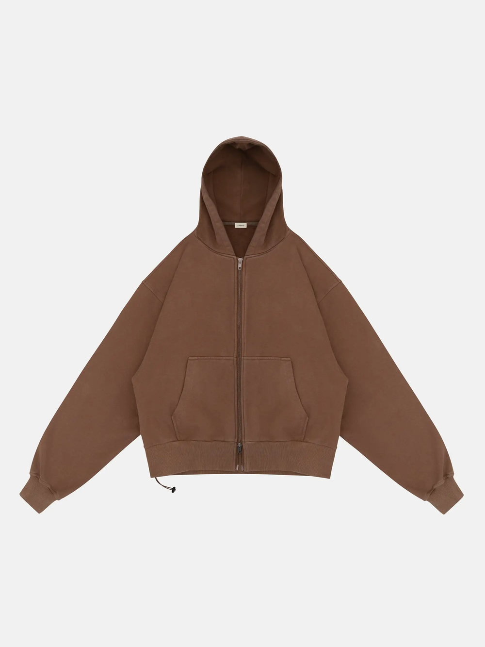 WASHED BROWN ZIP HOODIE