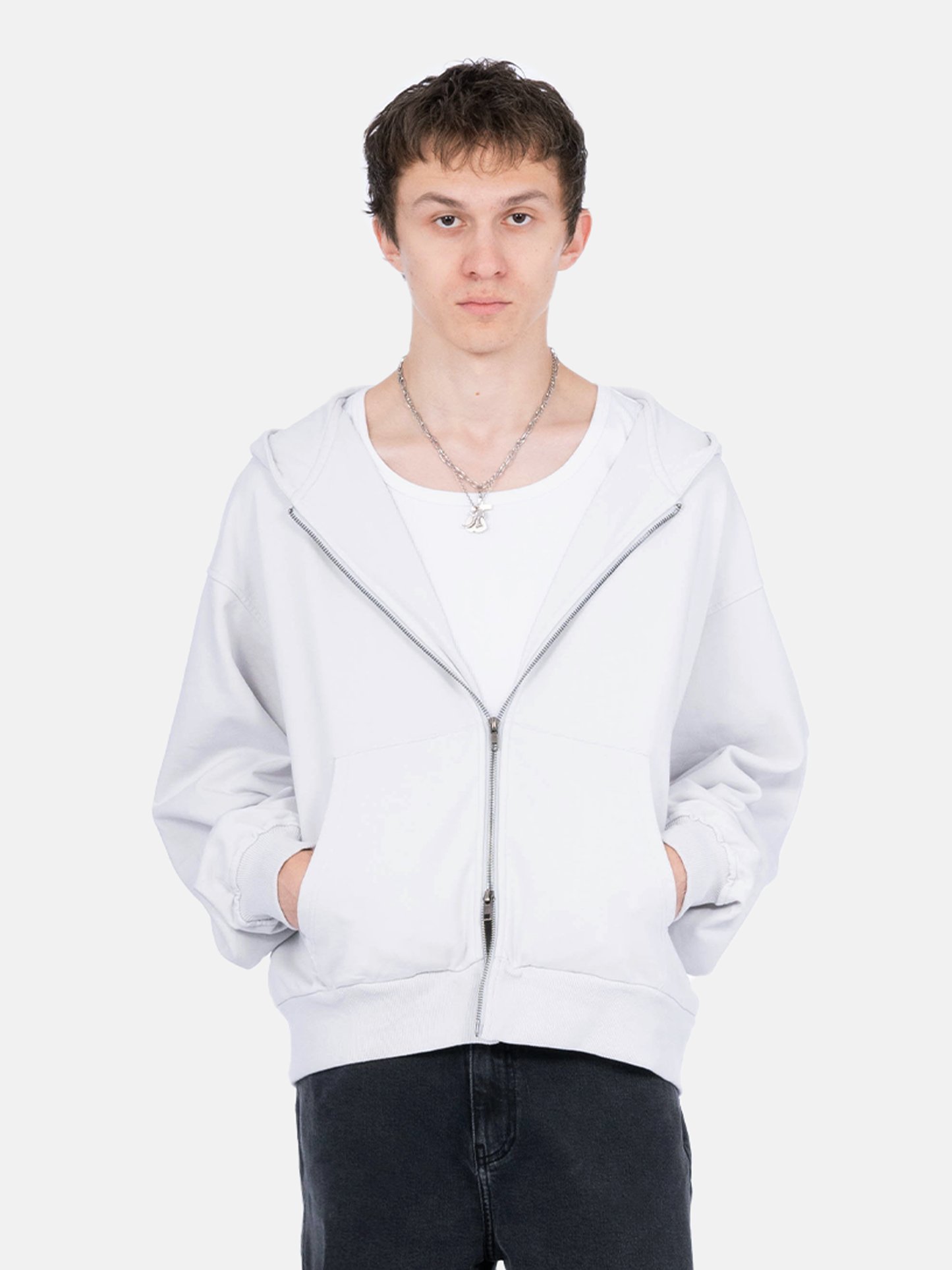 WASHED MOON ZIP HOODIE