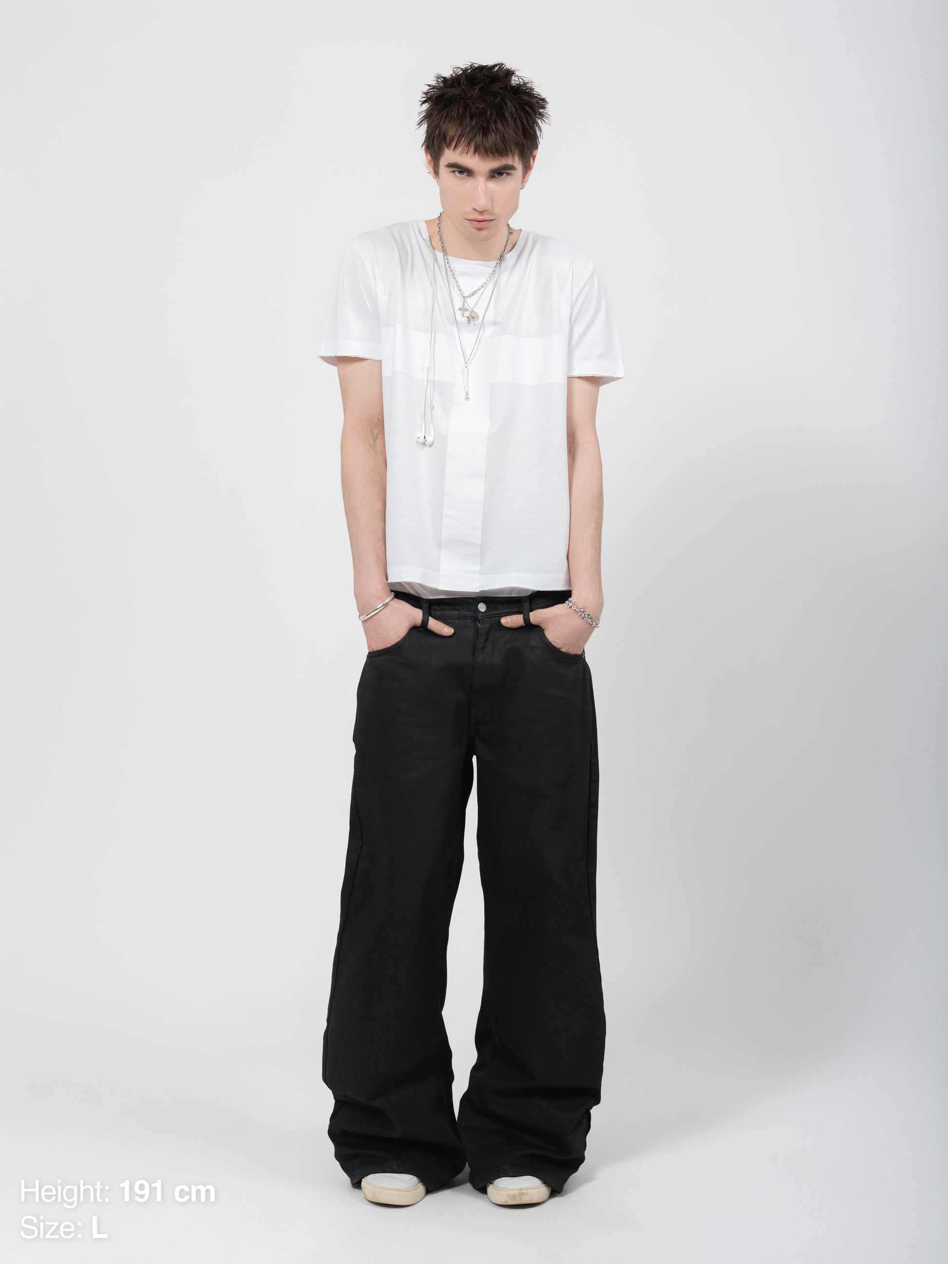 ROUND NECK TEE - WHITE TAPE