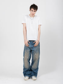 ROUND NECK TEE - WHITE WIRED