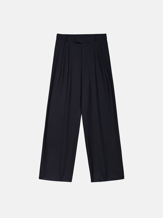 PLEATED TROUSERS - DARK NAVY