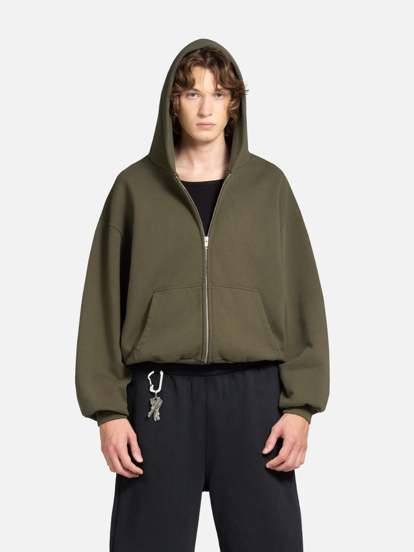 THE BLANC ZIP HOODIE - VINTAGE ARMY GREEN