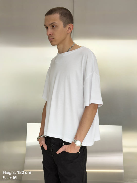 RIB BAGGY TEE - WHITE