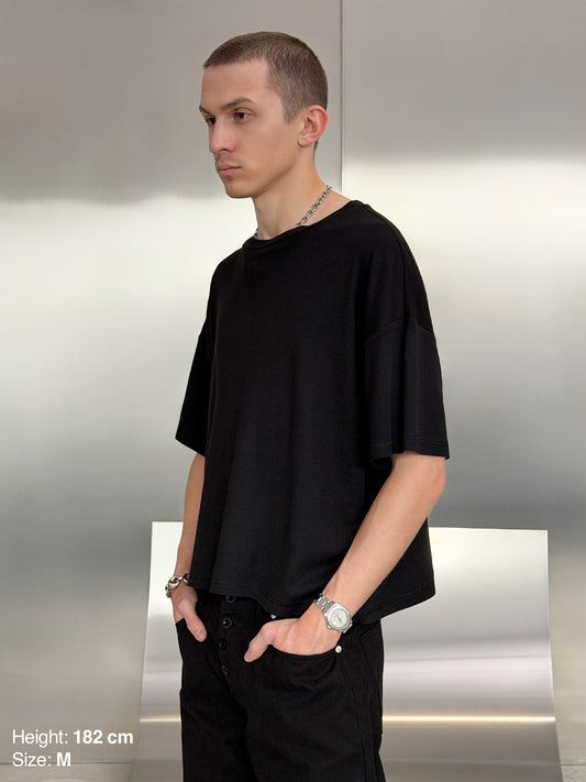 RIB BAGGY TEE - BLACK