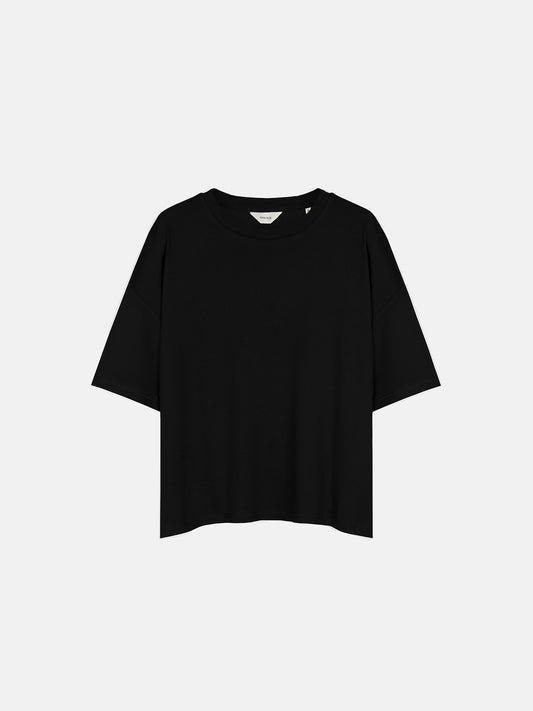 RIB BAGGY TEE - BLACK