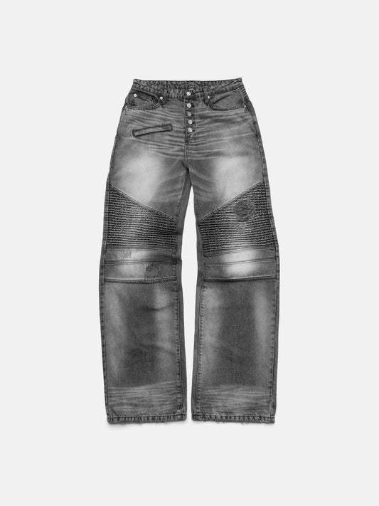 BIKER JEANS - WASHED BLACK