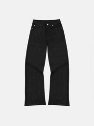 Bootcut Jeans Black Raw Denim Size 28