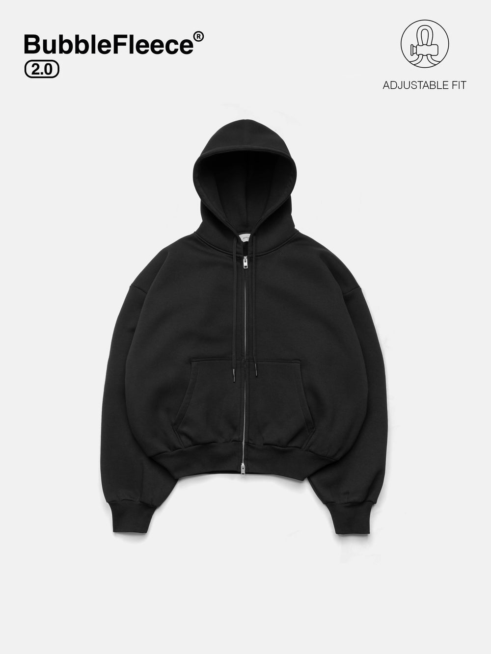 BUBBLE ZIP HOODIE - BLACK