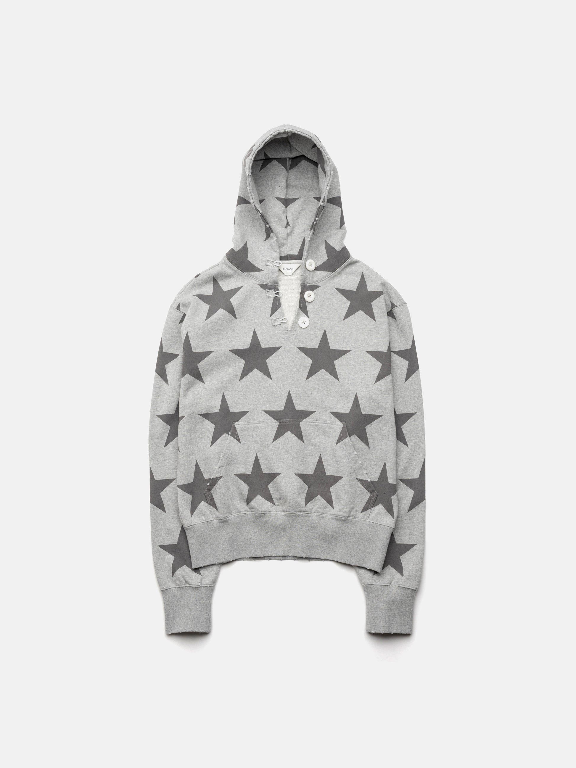 RIPPED COLLAR HOODIE - STARS