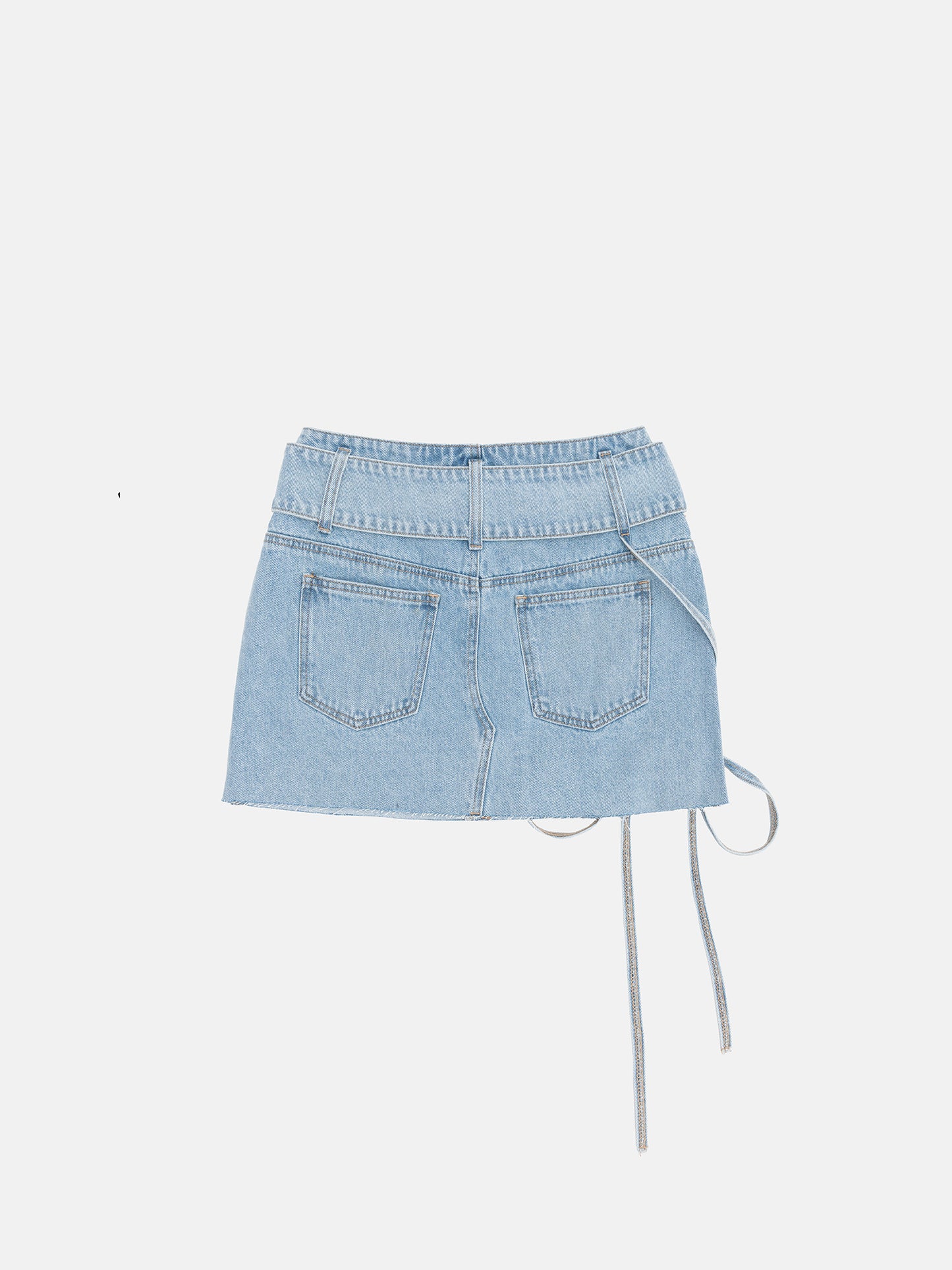BLUE WASHED DENIM BELTED MINI