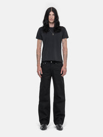 SLIM STRAIGHT JEANS - ALL BLACK DENIM