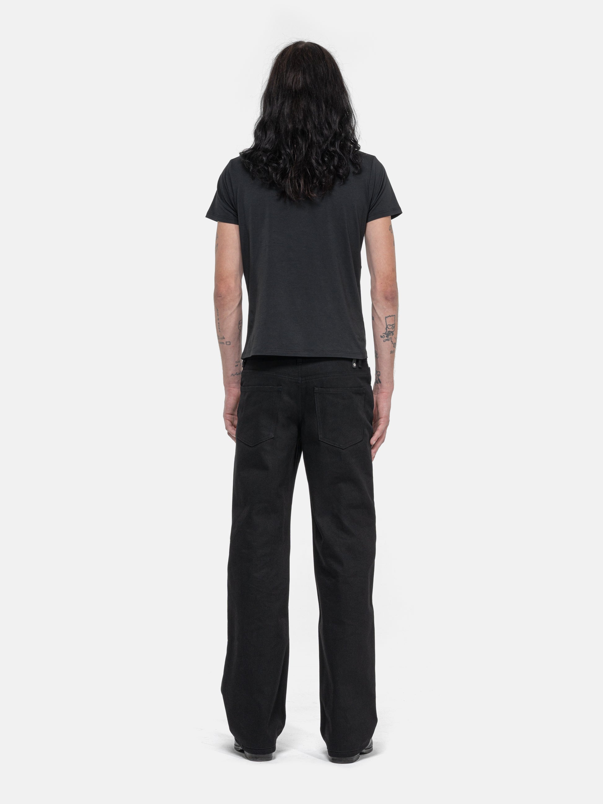 SLIM STRAIGHT JEANS - ALL BLACK DENIM