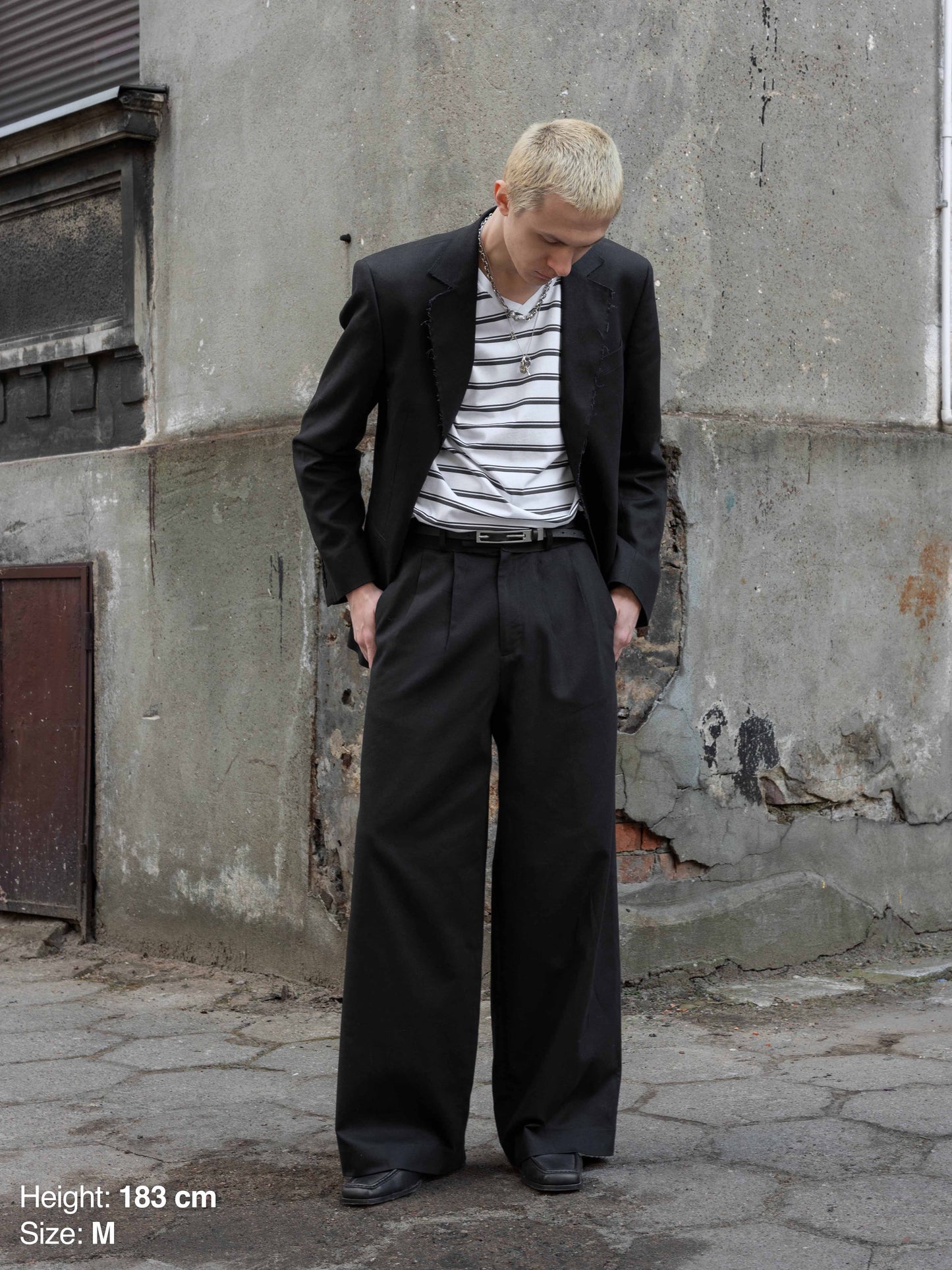 WORN PLEATED TROUSERS - BLACK