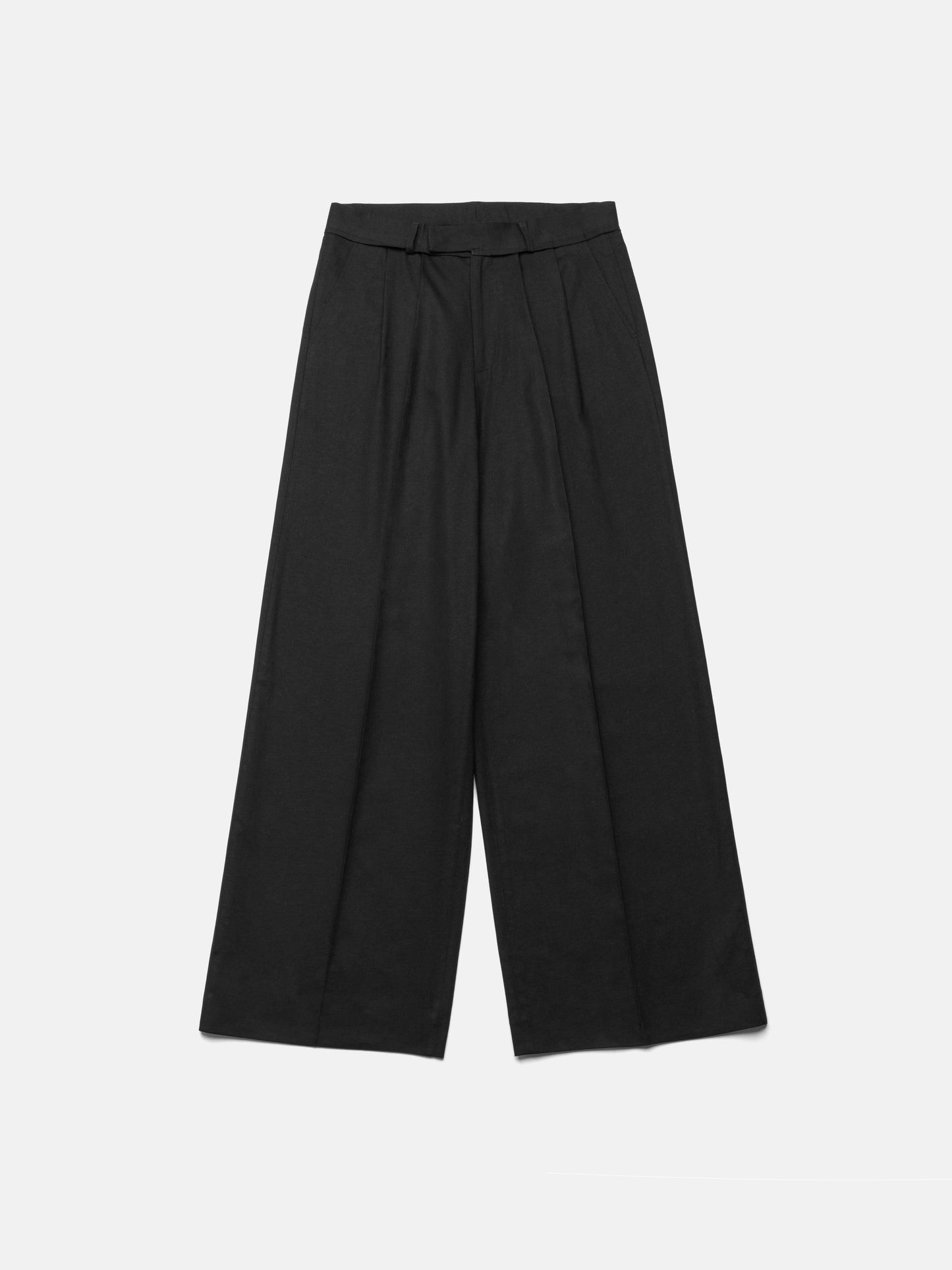 WORN PLEATED TROUSERS - BLACK