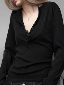HENLEY LONGSLEEVE – SCHWARZ