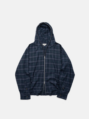 FLANEL HOODIE - NAVY